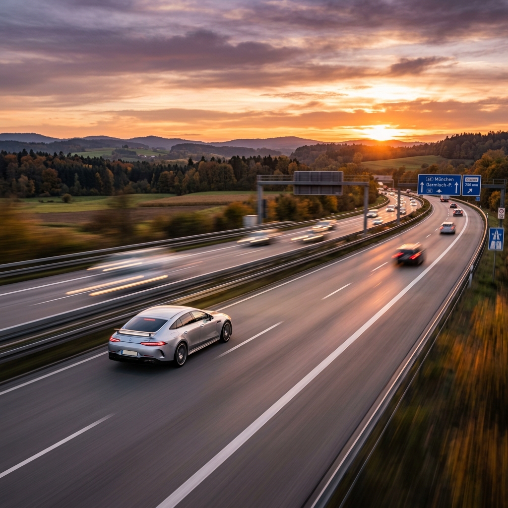 Sleek high speed vehicle on the German autobahn
