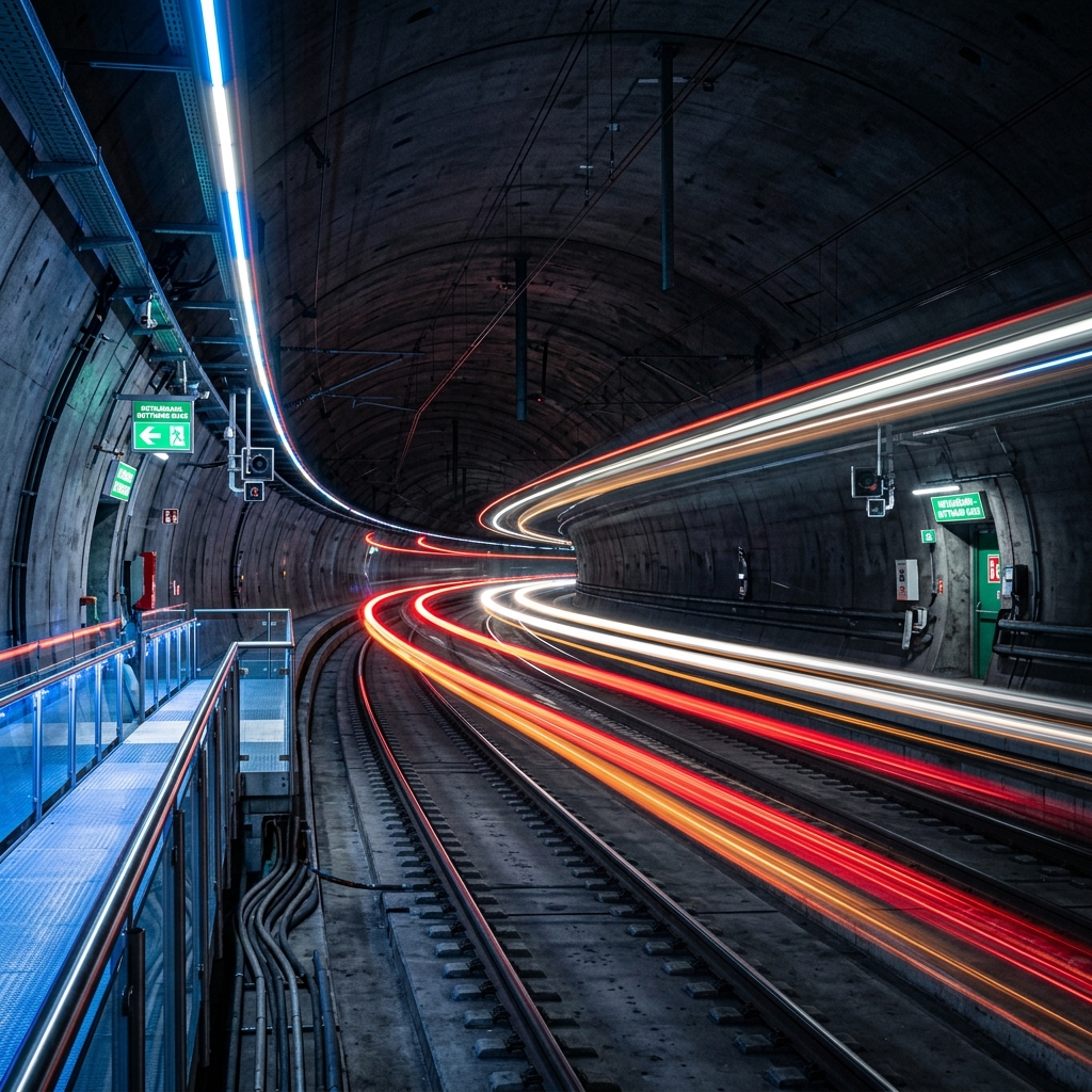 Futuristic neon tunnel